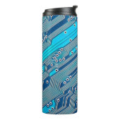 Elektronische Platine nah. Schaltung, Tafel, b Thermosbecher (Nach links gedreht)