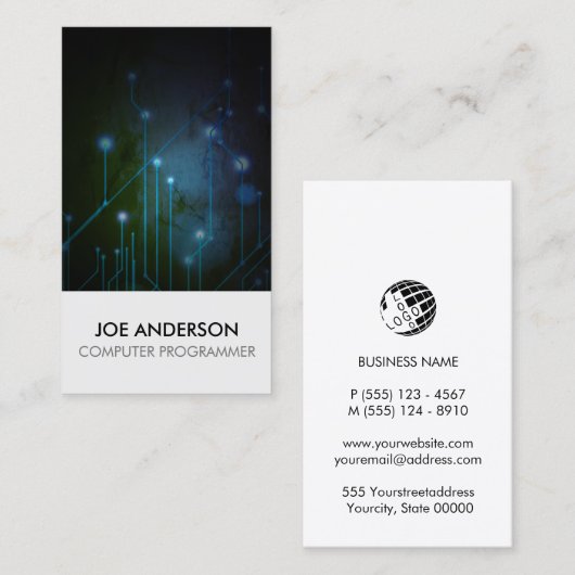 Elektronische Stromkreise für Computerprogrammiere Visitenkarte (Vorne/Hinten)