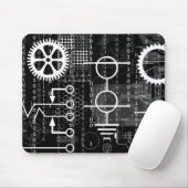 Elektronische Symbole und Gears Schwarz Mousepad (Mit Mouse)