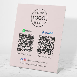 Elektronische Zahlung Cash App Paypal Pink QR Co Sockelschild
