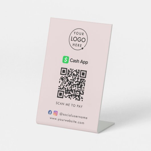 Elektronische Zahlung mit CashApp | QR Code Modern Sockelschild (Vorderseite)
