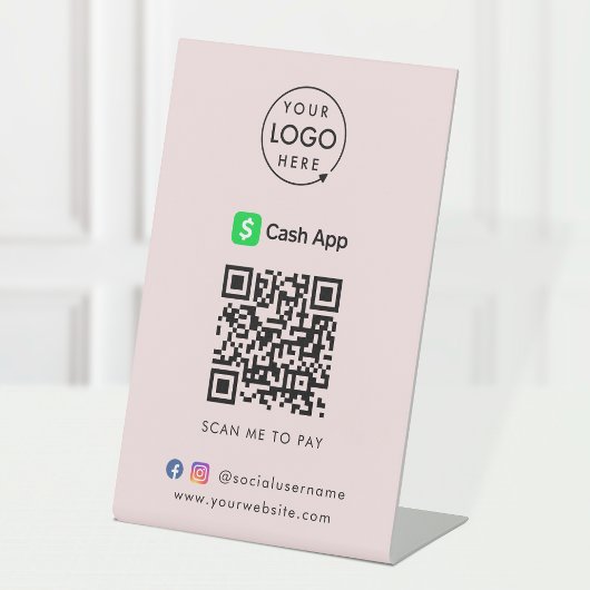 Elektronische Zahlung mit CashApp | QR Code Modern Sockelschild