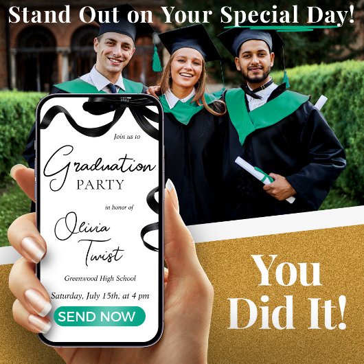 Elektronischer Abschluss Einladung Black Bow