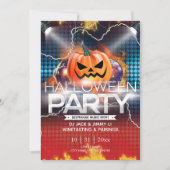 Elektronischer Neoneffekt Jack-O-Lantern Halloween Einladung (Vorderseite)