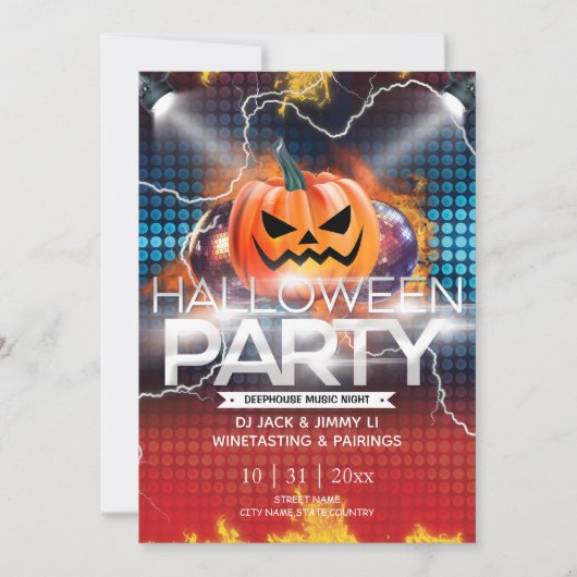 Elektronischer Neoneffekt Jack-O-Lantern Halloween Einladung (Vorderseite)