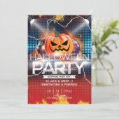 Elektronischer Neoneffekt Jack-O-Lantern Halloween Einladung (Stehend Vorderseite)