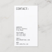 Elektronisches Artgelb des modernen Minimalismus Visitenkarte (Rückseite)