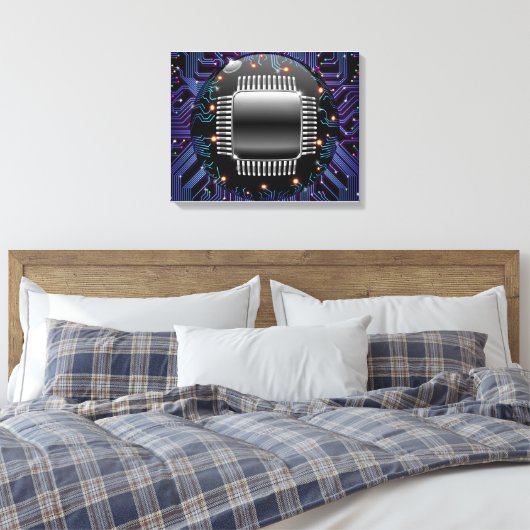 Elektronisches Motherboard-Schaltfeld Canvas Print Leinwanddruck (Insitu (Schlafzimmer))
