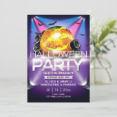 Elektronisches Neon-Effect-Halloween-Party Einladung (Stehend Vorderseite)