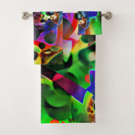 Elektronisches Planetarium in Grüntönen Badhandtuch Set