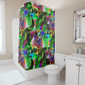 Elektronisches Planetarium in Grüntönen Duschvorhang (Beispiel)