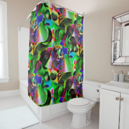 Elektronisches Planetarium in Grüntönen Duschvorhang