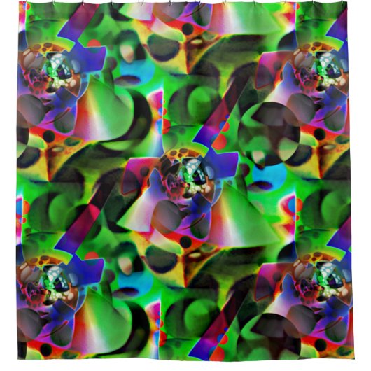 Elektronisches Planetarium in Grüntönen Duschvorhang (Vorderseite)