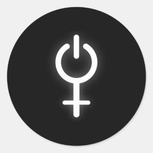 Elektronisches Symbol für Girl-Power-Frauenzeichen Runder Aufkleber