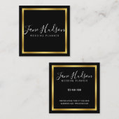 Elelgant Gold Black Minimalistisch Editable 2.5x2. Quadratische Visitenkarte (Vorne/Hinten)