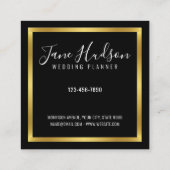 Elelgant Gold Black Minimalistisch Editable 2.5x2. Quadratische Visitenkarte (Rückseite)