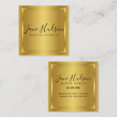 Elelgant Gold Minimalistisch Editable 3.5x2.5 Busi Quadratische Visitenkarte (Vorne/Hinten)