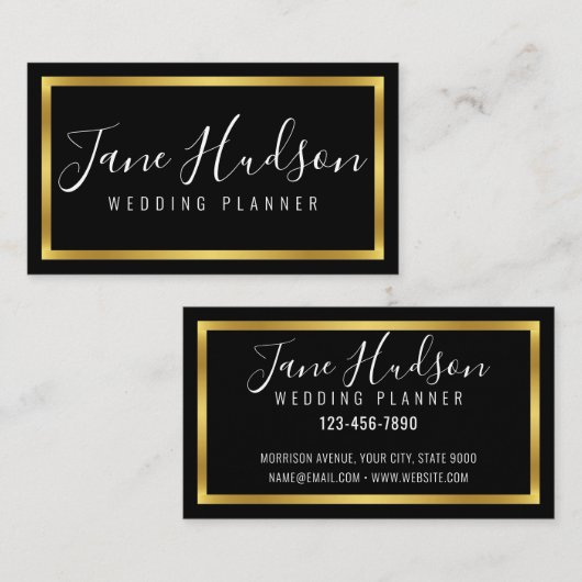 Elelgant Gold und Black Simple Minimalistisch Edit Visitenkarte (Vorne/Hinten)