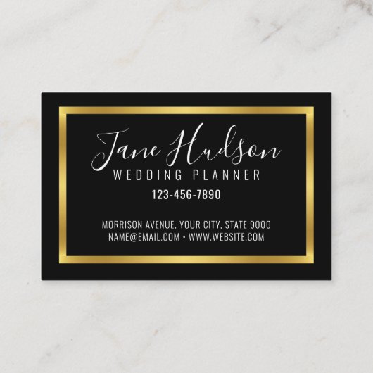 Elelgant Gold und Black Simple Minimalistisch Edit Visitenkarte (Rückseite)