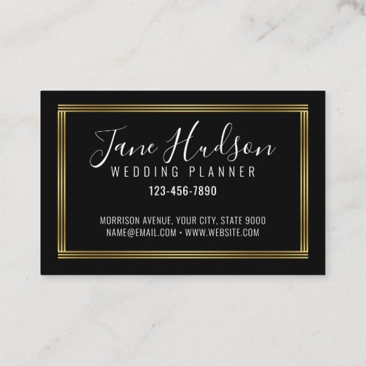 Elelgant Gold und Black Simple Minimalistisch Edit Visitenkarte (Rückseite)