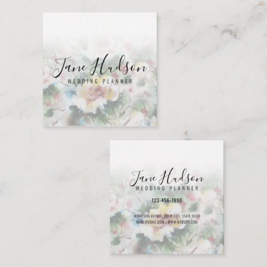 Elelgant Simple Minimalistisch Editable Business C Quadratische Visitenkarte (Vorne/Hinten)