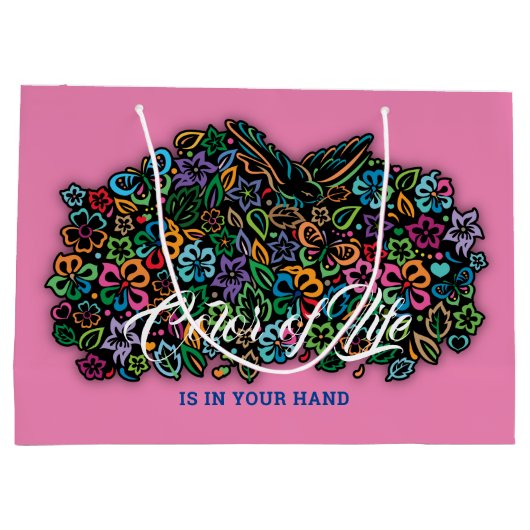 Elelgante Farbe des Lebensdesigns Große Geschenktüte (Rückseite)