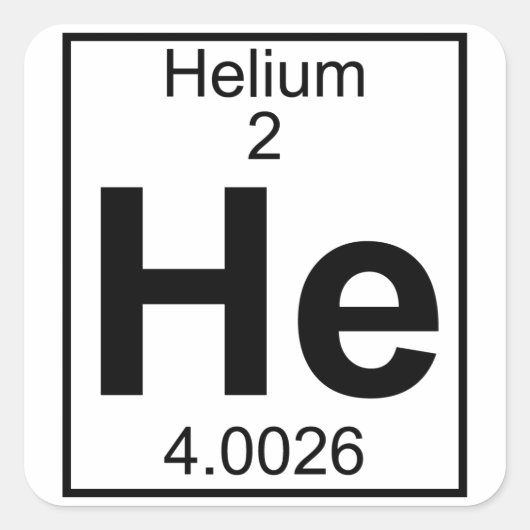 Element 002 - He - Helium (Vollständig) Quadratischer Aufkleber (Vorderseite)