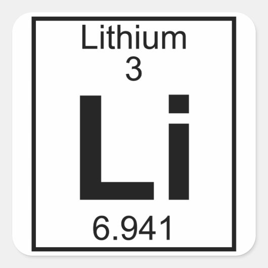 Element 003 - Li - Lithium (vollständig) Quadratischer Aufkleber (Vorderseite)