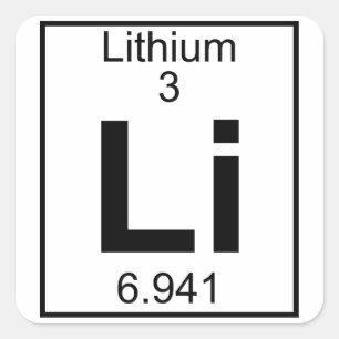 Element 003 - Li - Lithium (vollständig) Quadratischer Aufkleber