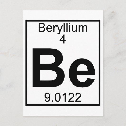 Element 004 - Be - Beryllium (vollständig) Postkarte (Vorderseite)