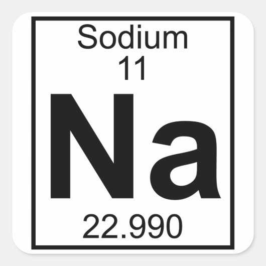 Element 011 - Na - Natrium (vollständig) Quadratischer Aufkleber (Vorderseite)