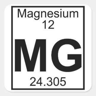 Element 012 - mg - Magnesium (vollständig) Quadratischer Aufkleber