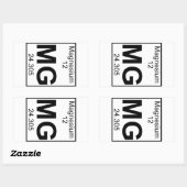 Element 012 - mg - Magnesium (vollständig) Rechteckiger Aufkleber (Blatt)