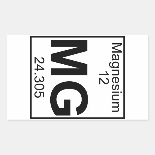 Element 012 - mg - Magnesium (vollständig) Rechteckiger Aufkleber (Vorderseite)