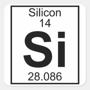 Element 014 - Si - Silicium (vollständig) Quadratischer Aufkleber
