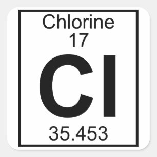 Element 017 - Cl - Chlor (voll) Quadratischer Aufkleber