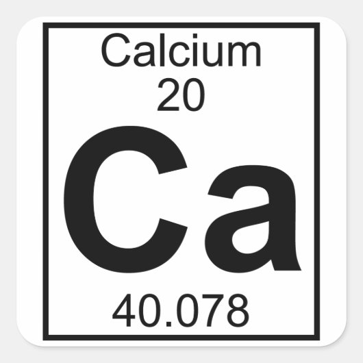 Element 020 - Ca - Calcium (vollständig) Quadratischer Aufkleber (Vorderseite)