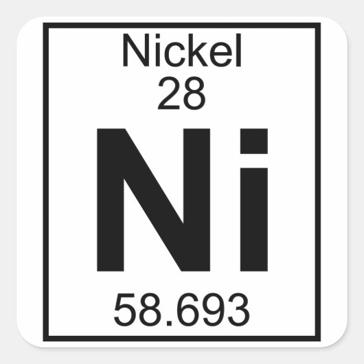 Element 028 - Ni - Nickel (vollständig) Quadratischer Aufkleber (Vorderseite)