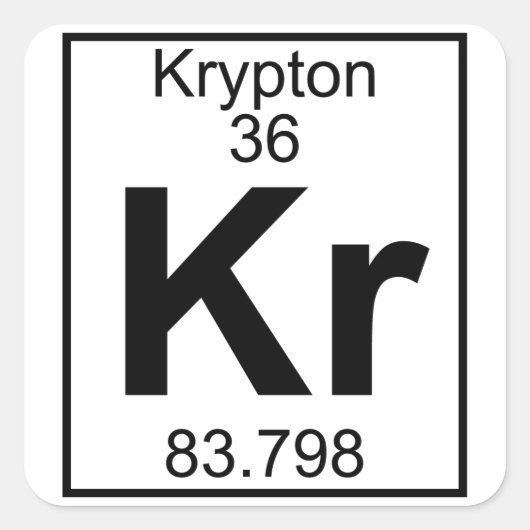 Element 036 - Kr - Krypton (Voll) Quadratischer Aufkleber (Vorderseite)