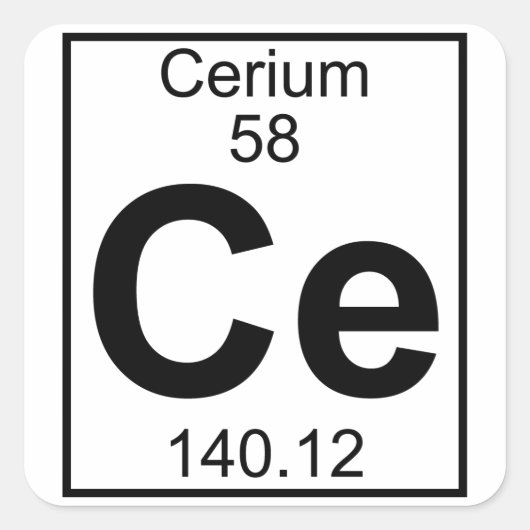 Element 058 - CE - Cerium (Voll) Quadratischer Aufkleber (Vorderseite)