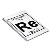 Element 075 - Re - Rhenium (voll) Notizblock (Rechte Seite)