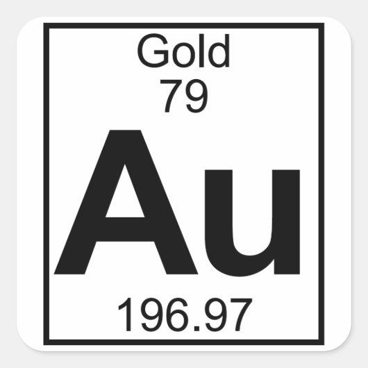 Element 079 - Au - Gold (Voll) Quadratischer Aufkleber (Vorderseite)