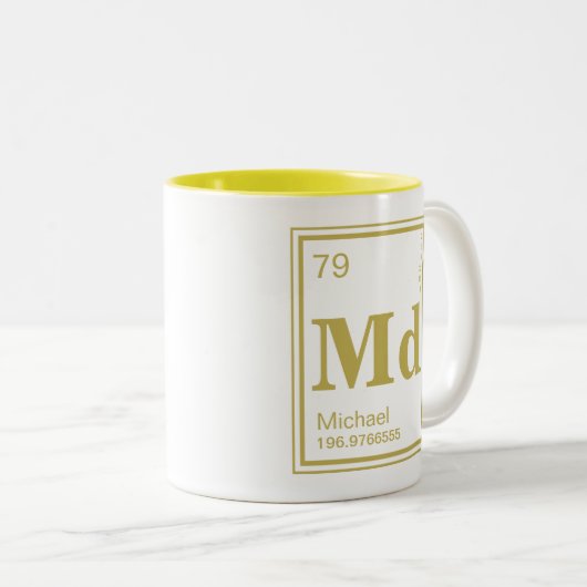 Element von dir! Individuelle Name von Gold-Elemen Zweifarbige Tasse (VorderseiteRechts)