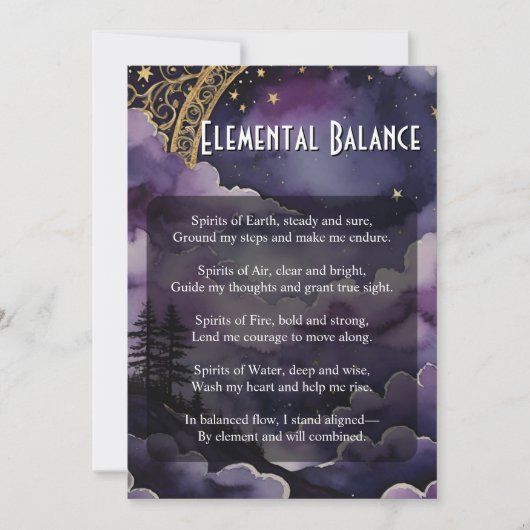Elemental Balance Pagan Prayer Ritual Card Einladung (Vorderseite)