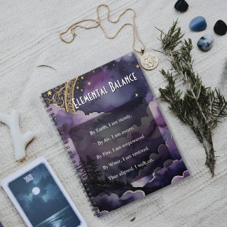 Elemental Balance Purple Night Sky Pagan Prayer Notizblock