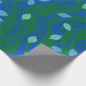 Elemental Flow Smaragdgrün Kobaltblau mit Blättern Geschenkpapier (Ecke)