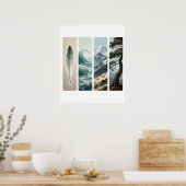 Elemental Nature Feather Wave Mountain Pine Poster (Küche)