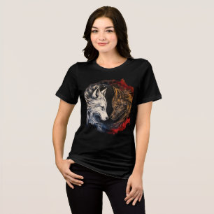 Elemental Wolves – Fire & Ice Spirit Art Tri-Blend Shirt