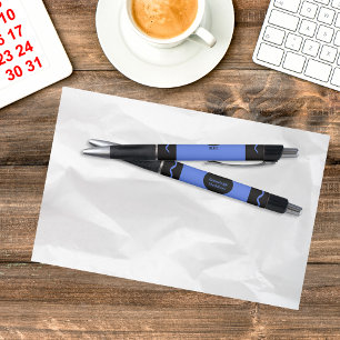 Elementar Blau Buntstift Wrap Monogramm Name Kugelschreiber