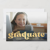 Elementarankündigung des Retro-Gold-Fotos Einladung (Vorderseite)